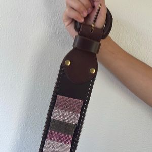 Anthropology leather beaded belt size large